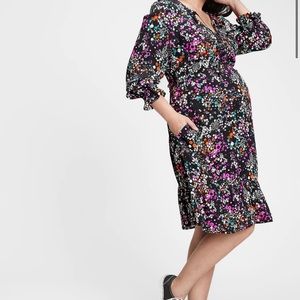 Gap Maternity Tie Neck Raglan Floral Dress Sz. S